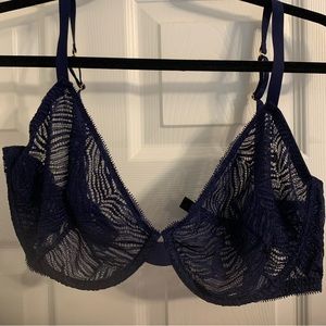 Victoria’s Secret Unlined Demi Navy Blue Lace 38DD